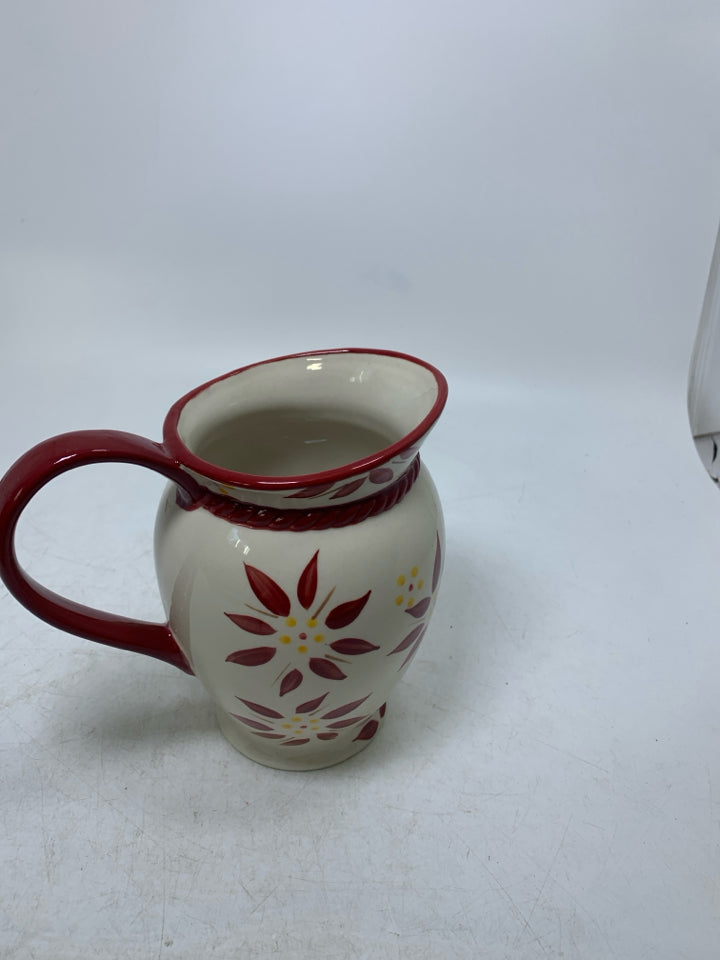 CRANBERRY RED FLORAL PITCHER.