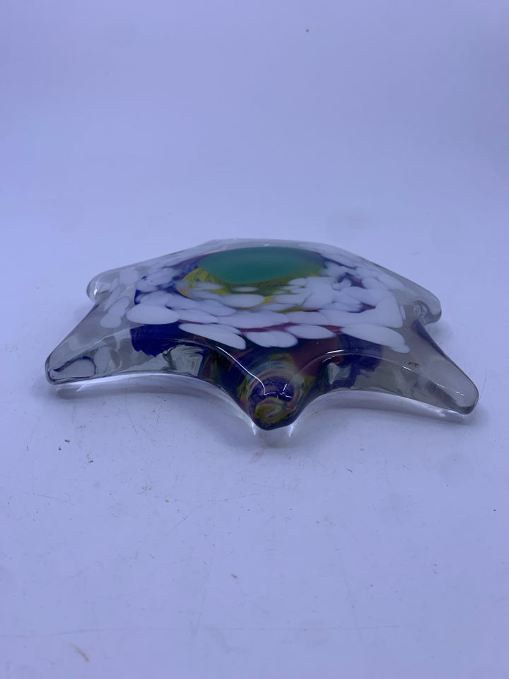 HEAVY COLORFUL SPLAT PAPERWEIGHT.