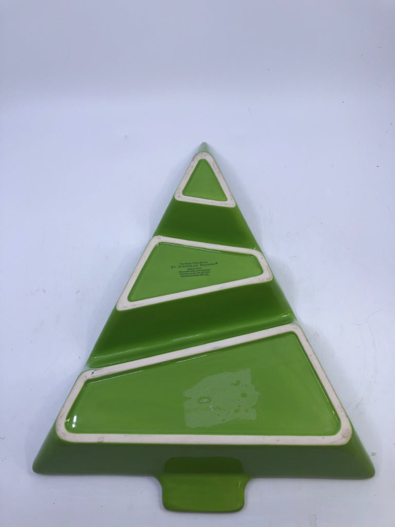LIGHT GREEN DIVIDED CHRISTMAS TREE SERVER.