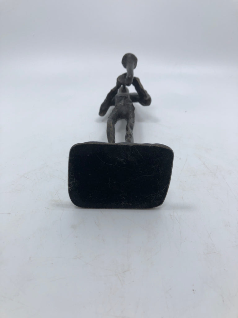 BRONZE SAXOPHONE PLAYING FIGURINE.