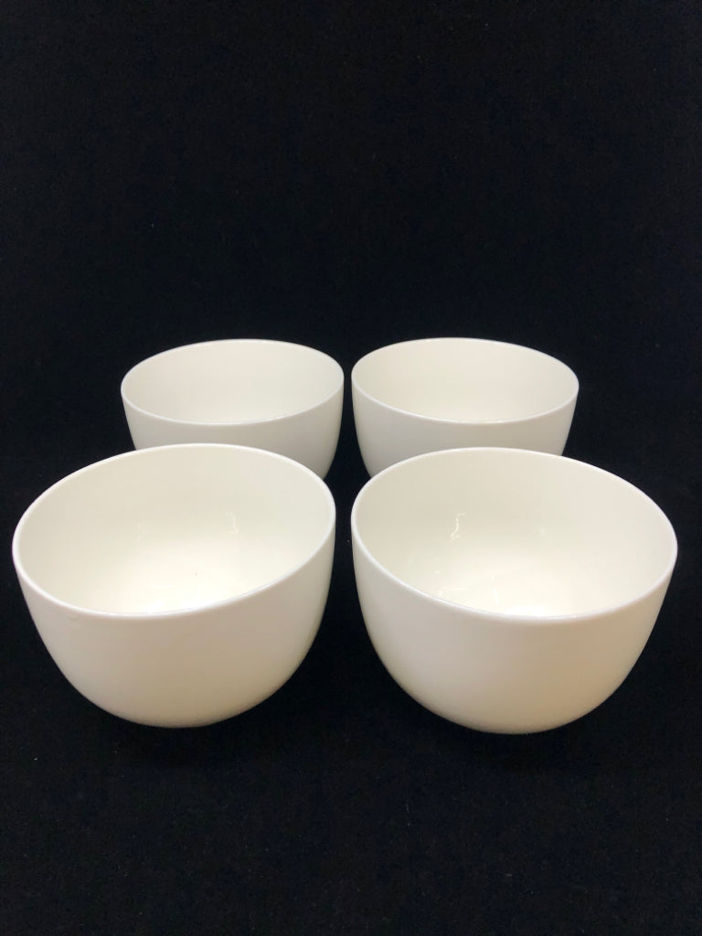 4 WHITE SOUP BOWLS.