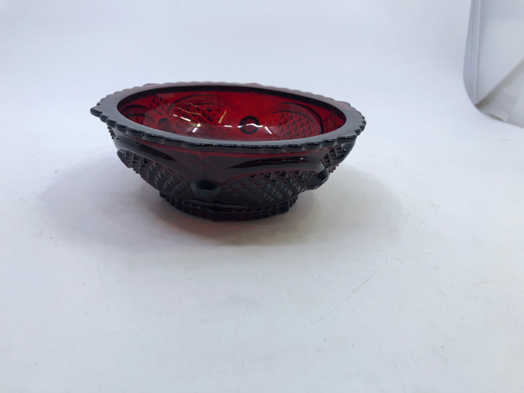 VTG CRANBERRY GLASS BOWL AVON.