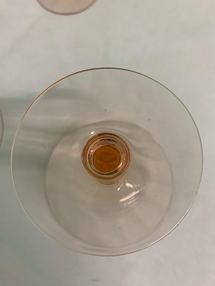 6 PINK TINTED COUPE GLASSES.