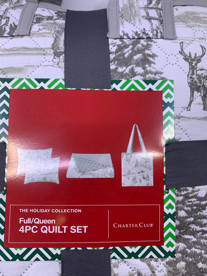 NIP WHITE W/ GREY WOODS SCENE/DEER.