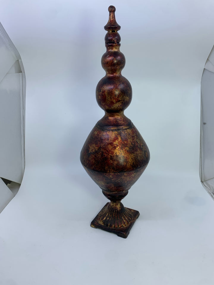 RED PAINTED METAL FINIAL.