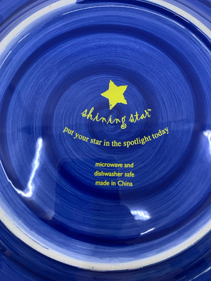 DARK BLUE CERAMIC PLATE W/ YELLOW STARS.