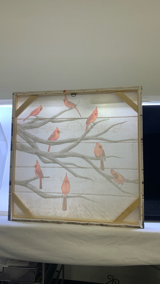 CARDINALS ON BRANCHES CANVAS WALL ART.