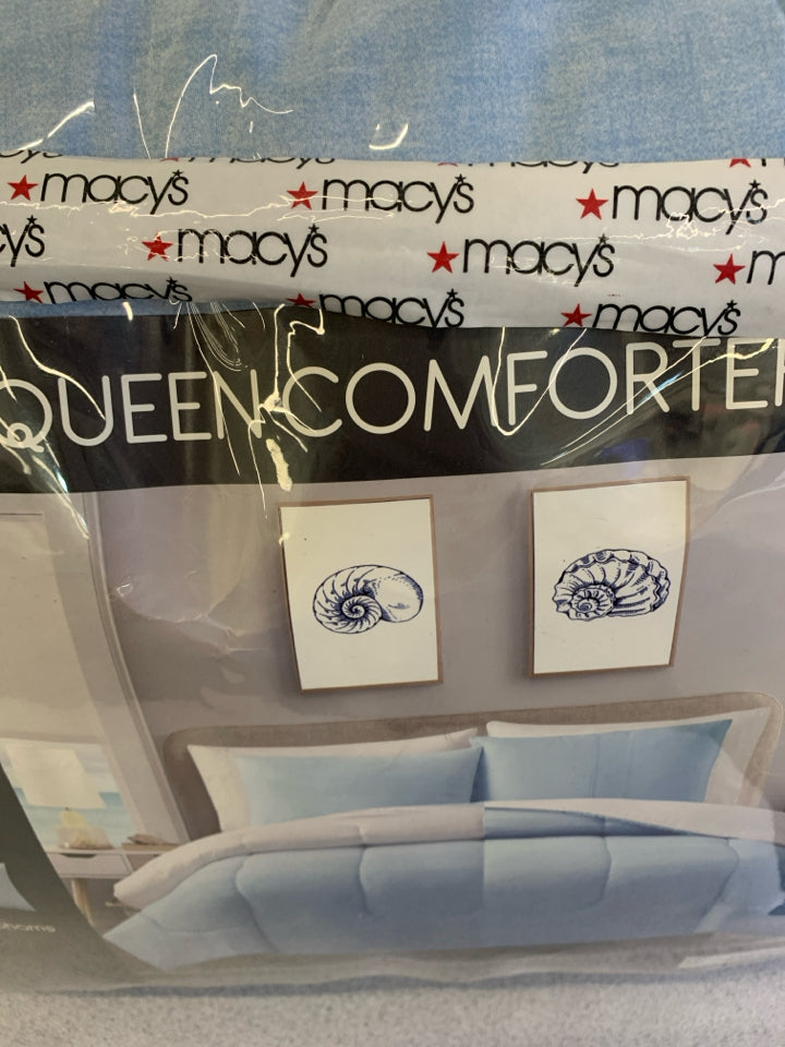 NIP 3PC QUEEN COMFORTER SET BABY BLUE - COMFORTER AND 2 SHAMS