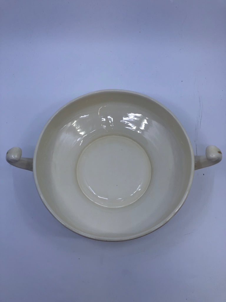 VTG FLORAL/GOLD PATTERN COVERED VEGETABLE DISH.