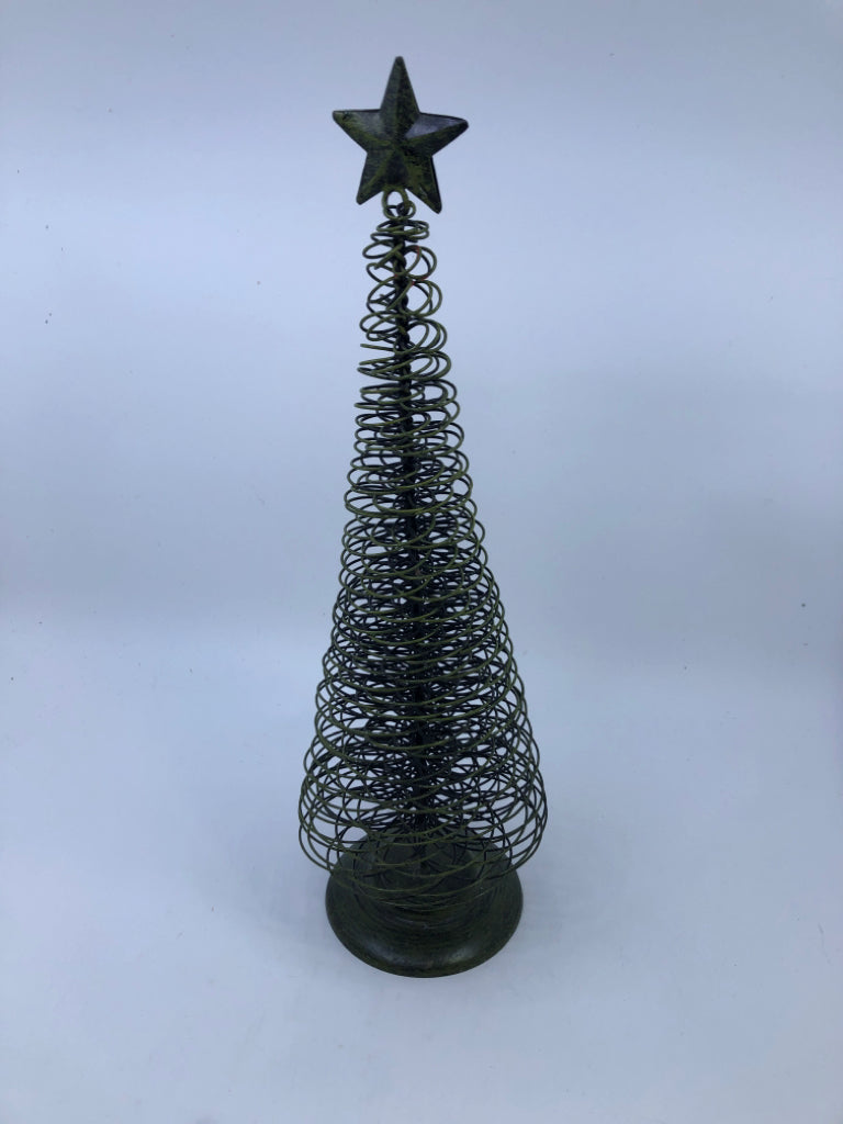 GREEN METAL CHRISTMAS TREE.