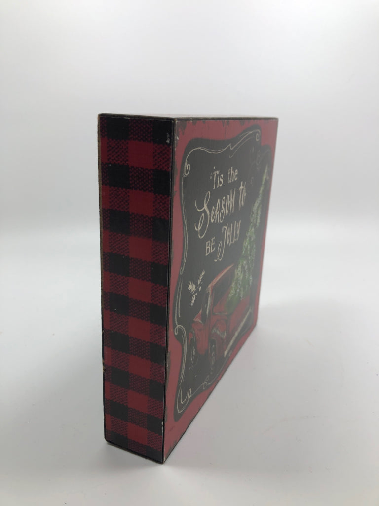 "TIS THE SEASON" RED BUFFALO PLAID WOOD SIGN.