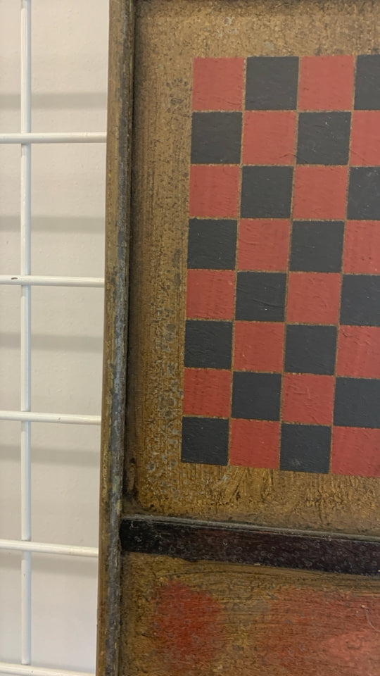 PRIMITIVE CHECKER BOARD WALL-HANGING.