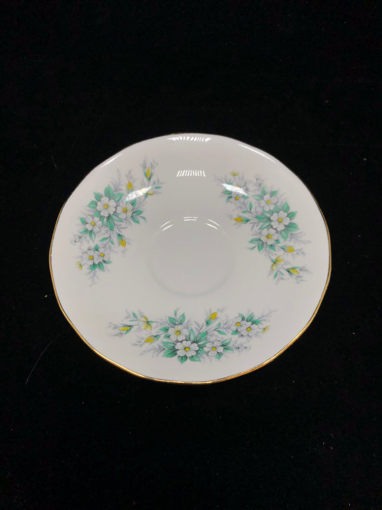 WHITE BOUQUET TEACUP & SAUCER - QUEEN ANNE.