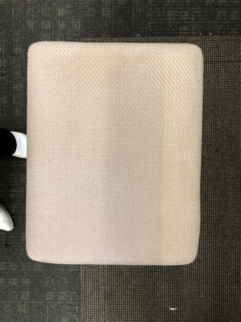 DARK WOOD LEG OTTOMAN/ STOOL W TAN CUSHION.
