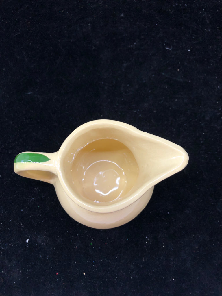 VTG TAN POTTERY CREAMER W APPLE #62.