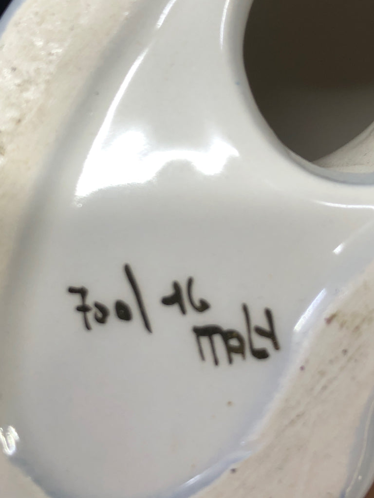 CERAMIC BLUE TINTED WOMANS HEAD.