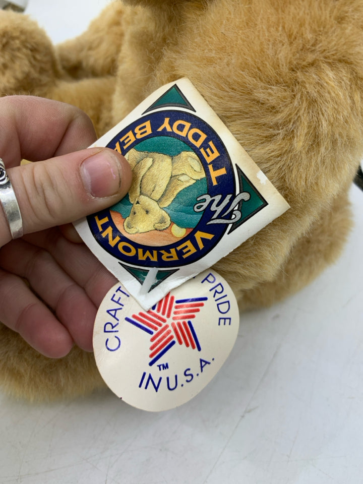 LIGHT BROWN VERMONT TEDDY BEAR W/ TAGS.