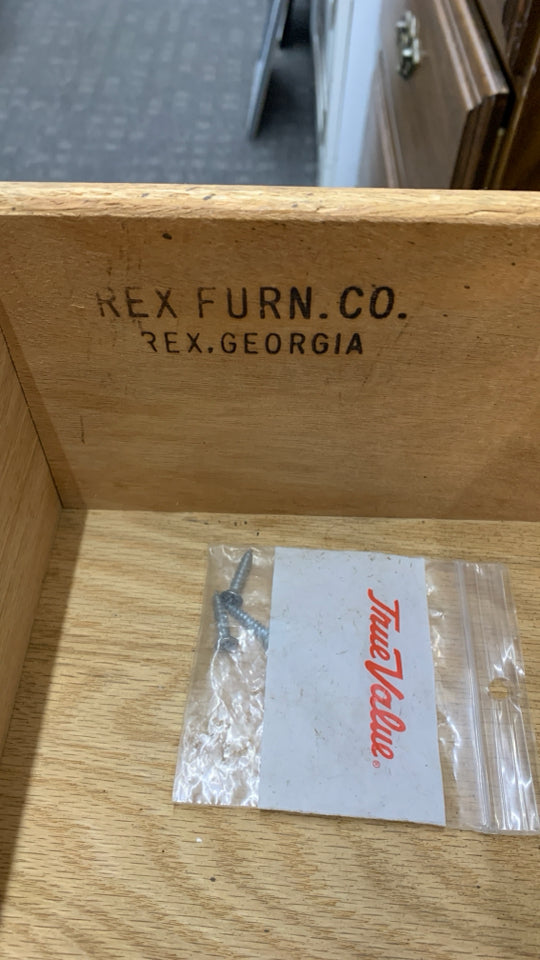 VTG OAK REX FURNITURE CHINA CABINET.
