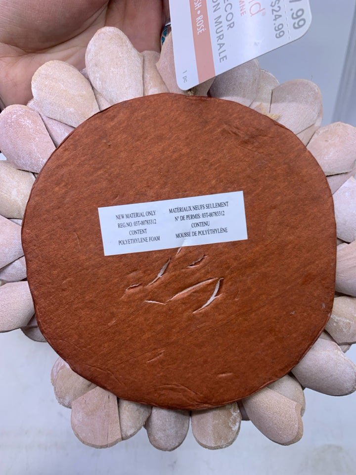 2 LIGHT WEIGHT WOOD PALE PINK FLOWERS WALL ART.