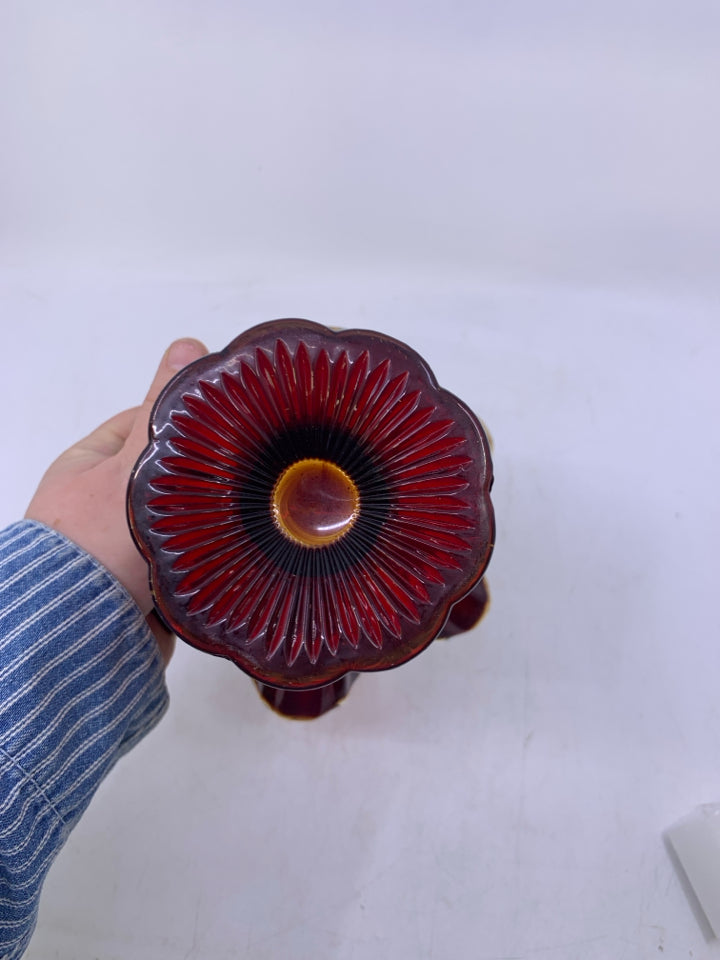 VTG RUFFLE EDGE FLARED VASE.