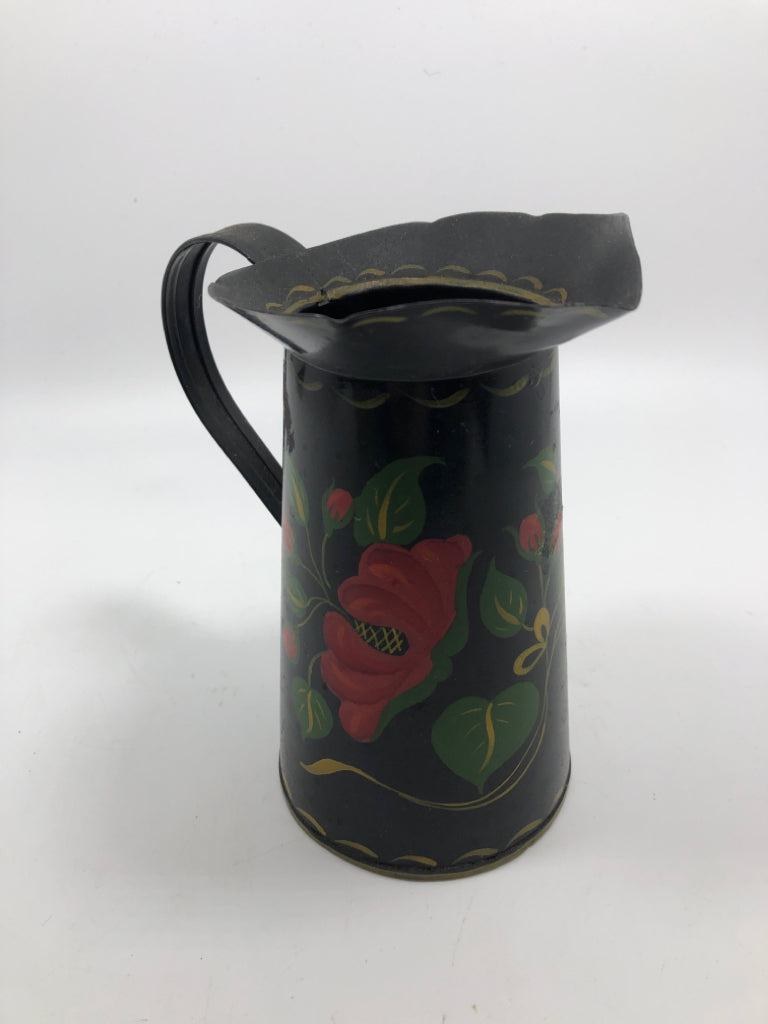 VTG PAINTED METAL SMALL PITCHER.