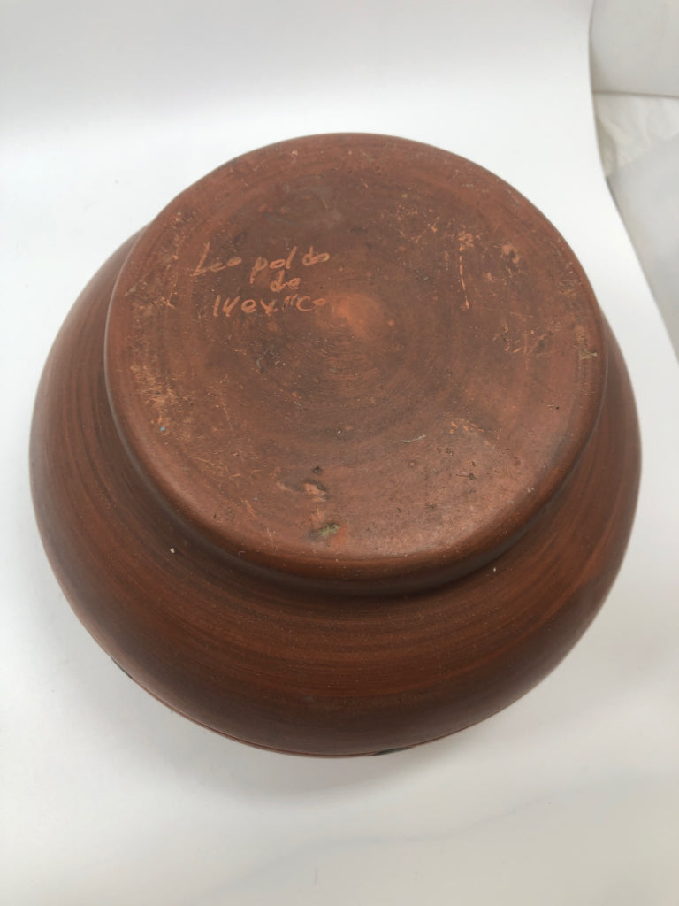 TERRACOTTA CLAY POT GEOMETRIC PATTERN- MEXICO.