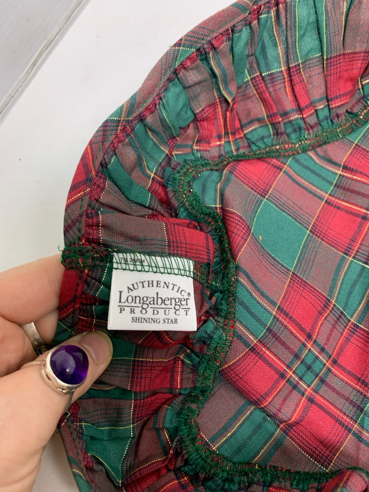 LONGABERGER SHINING STAR EVERGREEN PLAID LINER IN BAG.