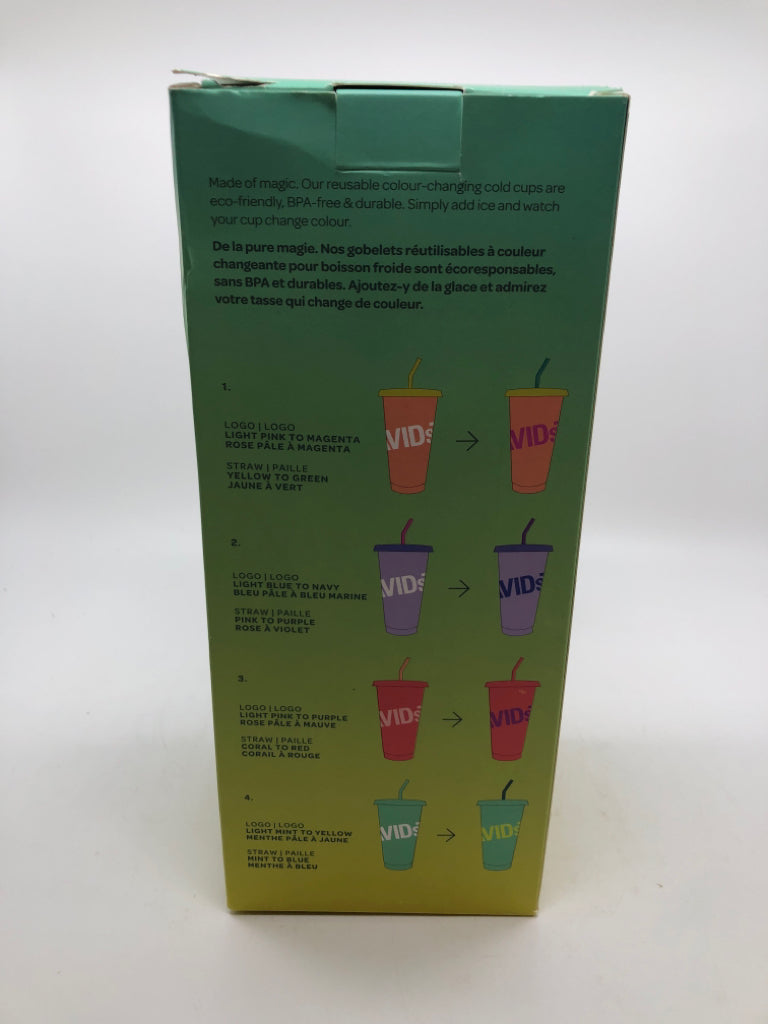 NIB DAVIDS TEA COLOUR CHANGING REUSABLE COLD CUPS.