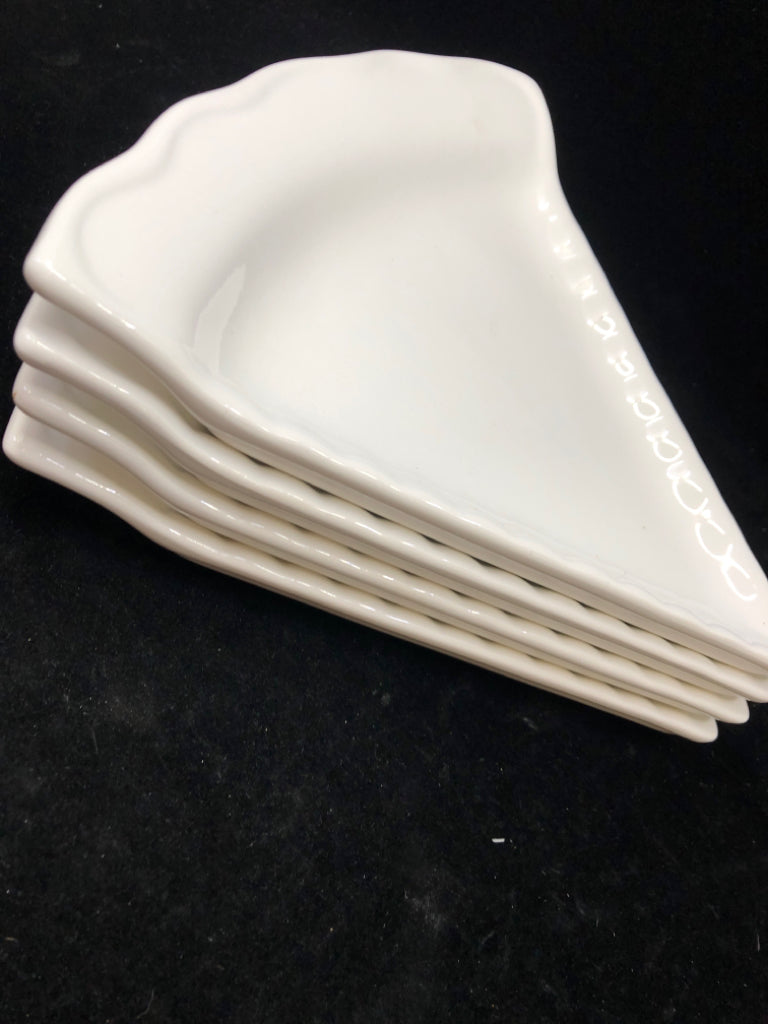 4 BLANC DE BLANC PIZZA SHAPED PLATES.