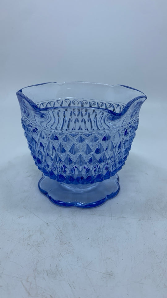 LIGHT BLUE GLASS HOBNAIL DISH.