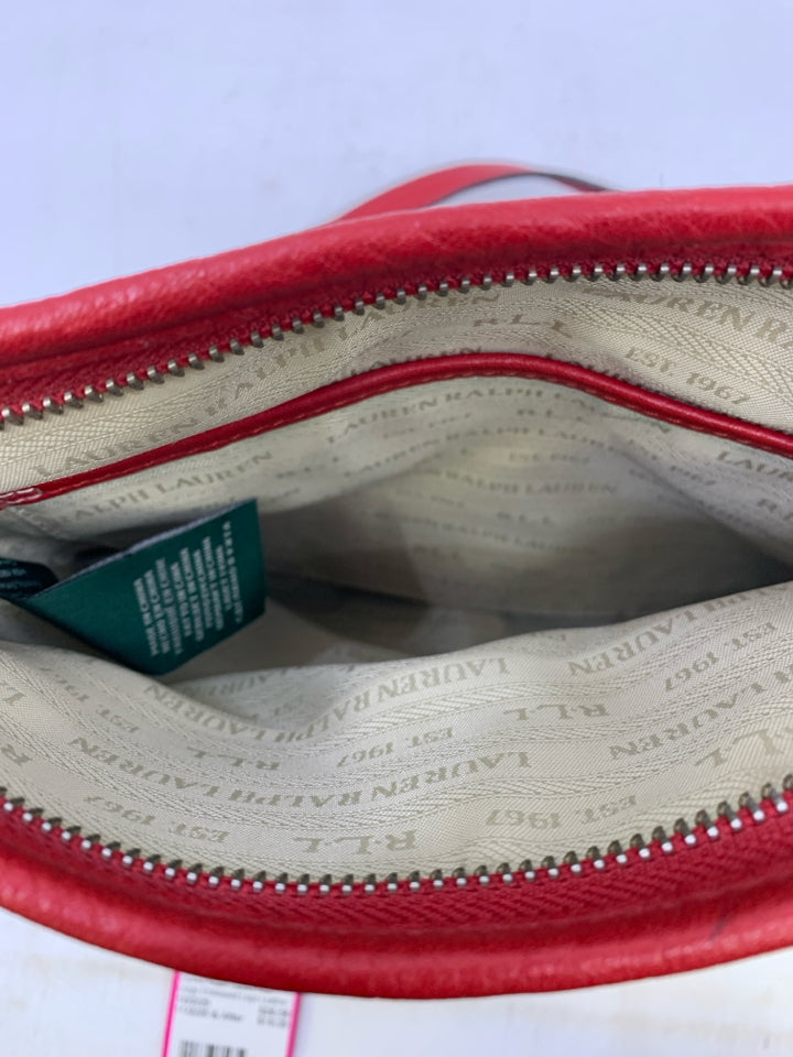 Lauren Ralph Lauren Red Large Embossed Logo Leather Crossbody *Minor Wear/Marks