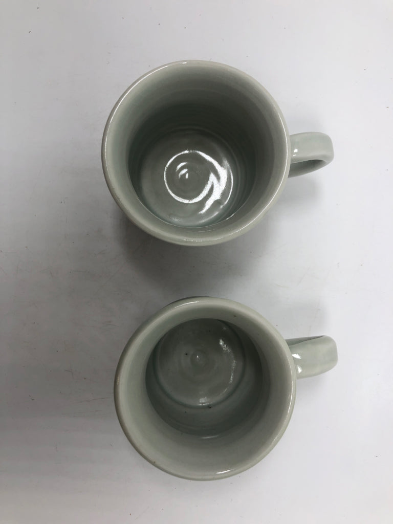 2 FLOWER/ACORN ETCHED DEMITASSE MUGS.