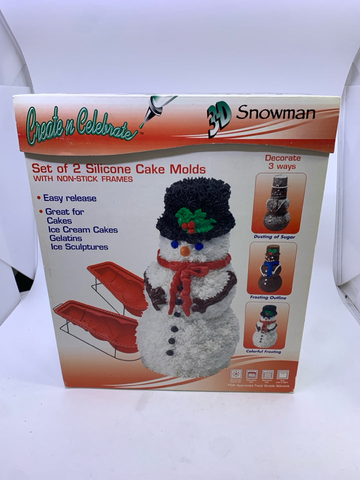NIP SNOWMAN SILICONE CAKE MOLD CREATE N CELEBRATE.
