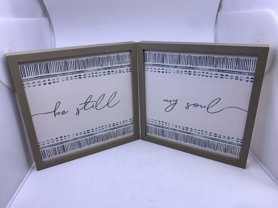 2 PC BE STILL, MY SOUL GREY FRAMED WALL ART.