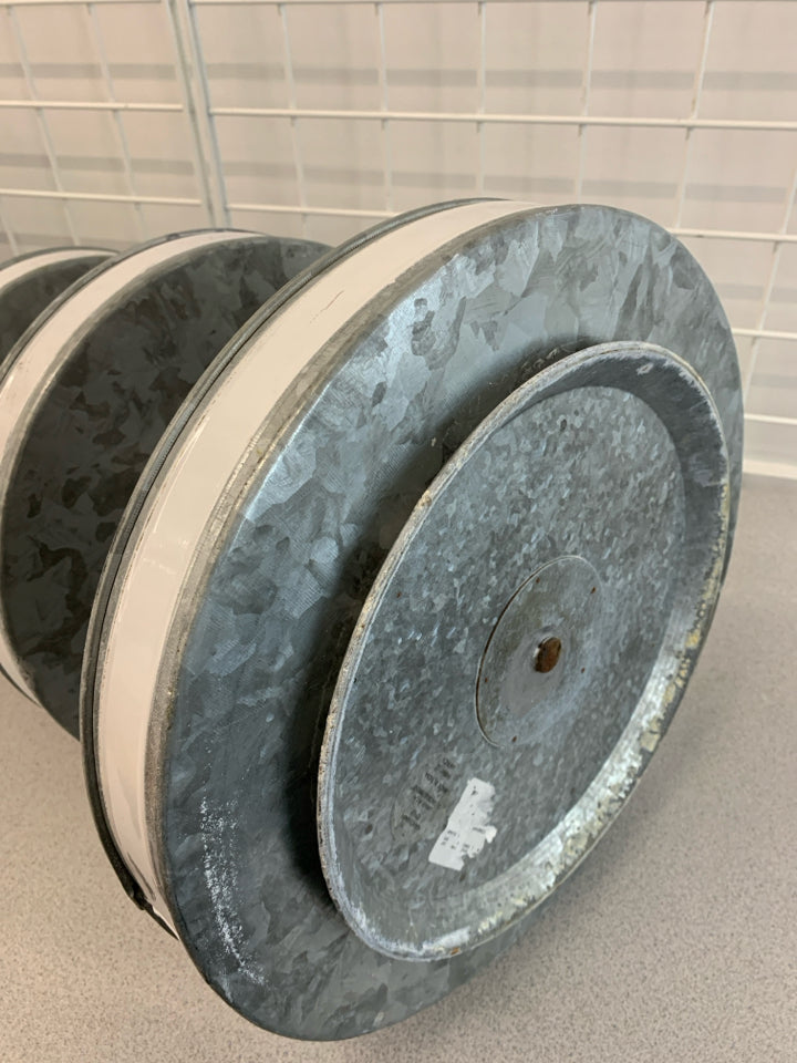 3 TIER GALVANIZED METAL SERVING TRAY.