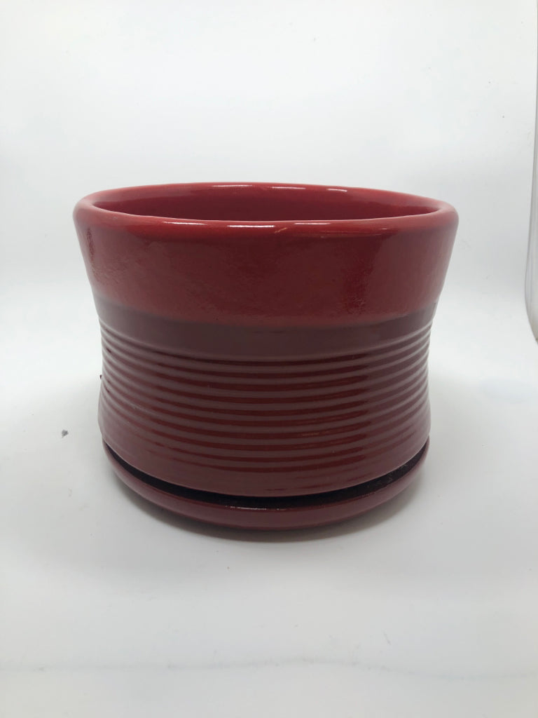 RED GLAZE TERRA COTTA PLANTER.