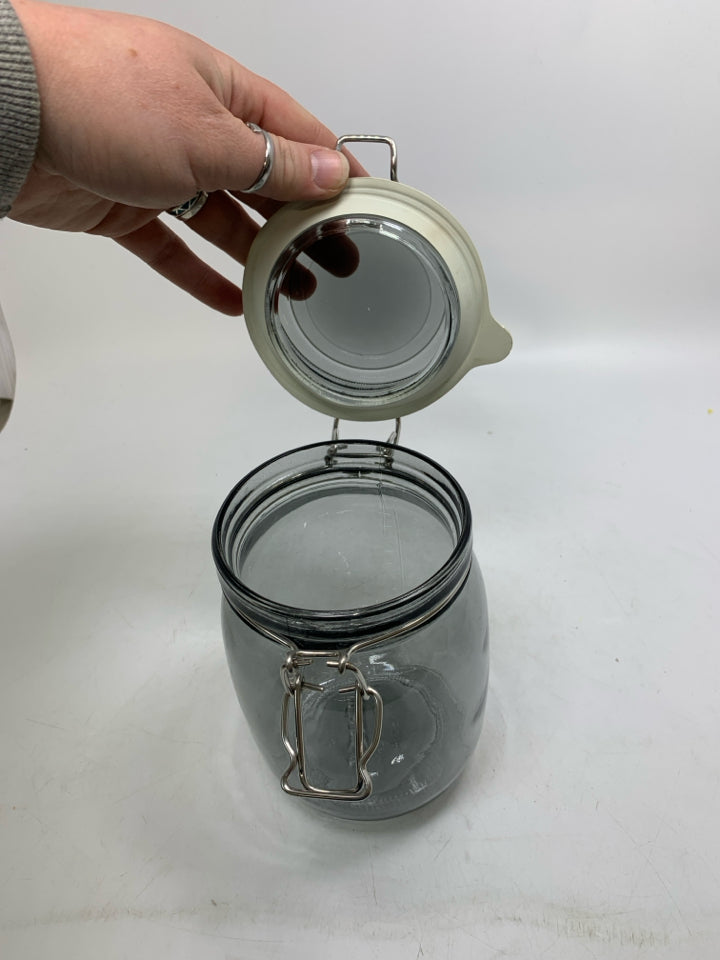 SMOKEY GLASS CANISTER.