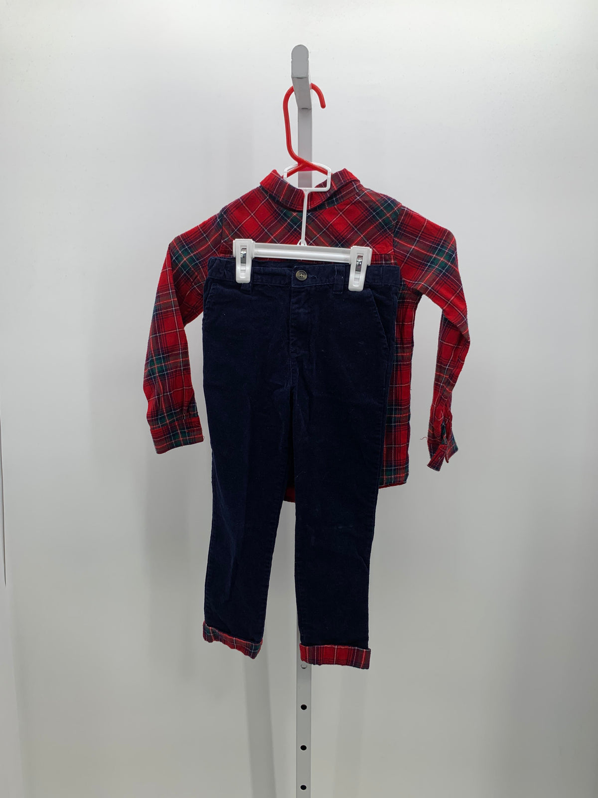 PLAID SHIRT NAVY PANTS