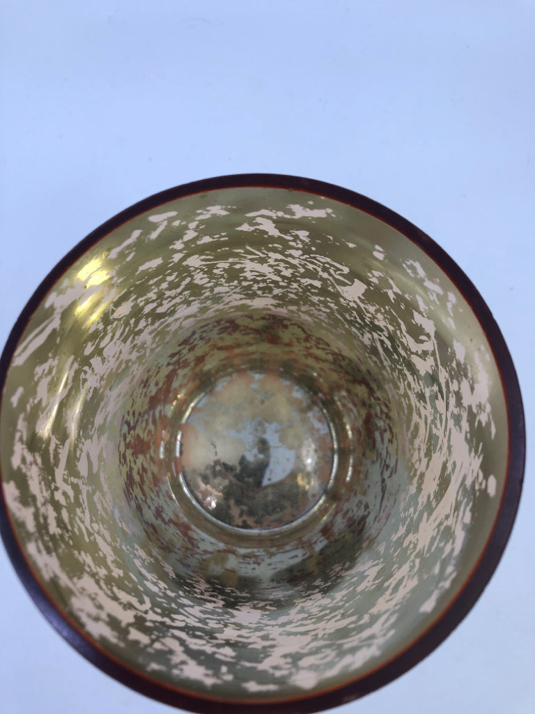 GOLDEN MERCURY GLASS CANDLE HOLDER/ VASE.