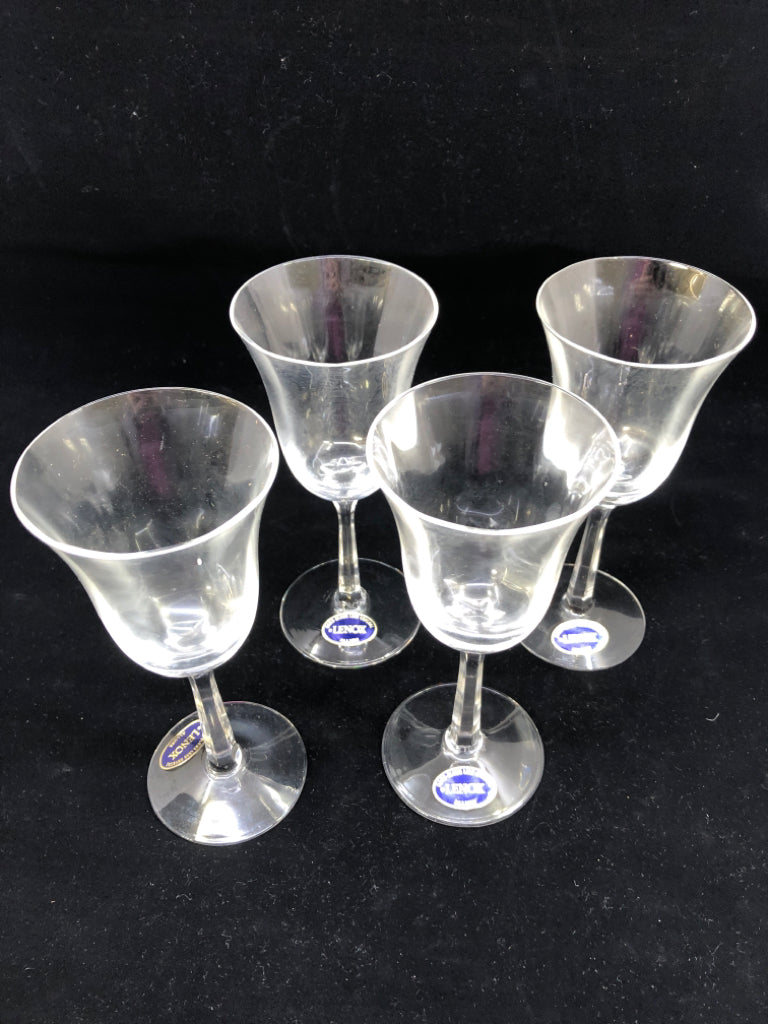4 LENOX WINE GLASSES.