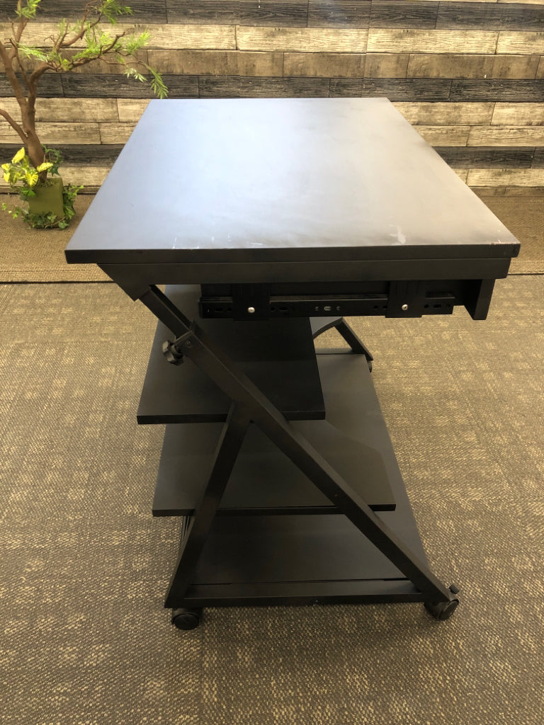 SM MATTE BLACK DESK ON WHEELS.