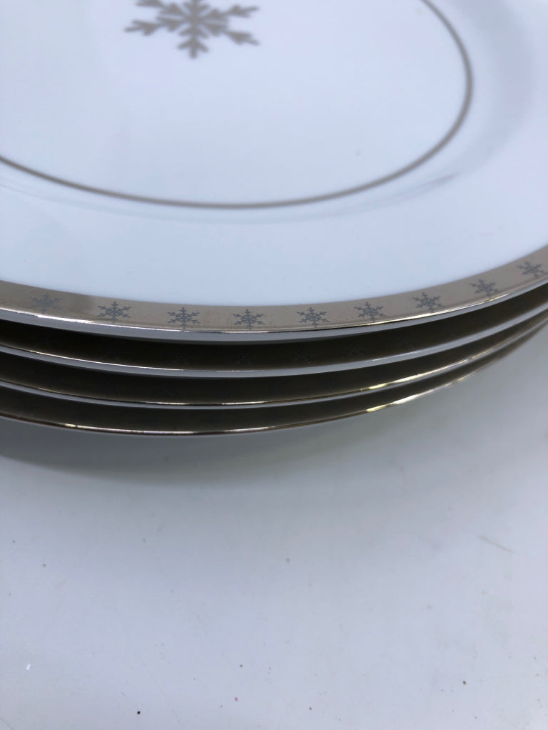 8PC MUG + PLATE SILVER SNOWFLAKE SET.