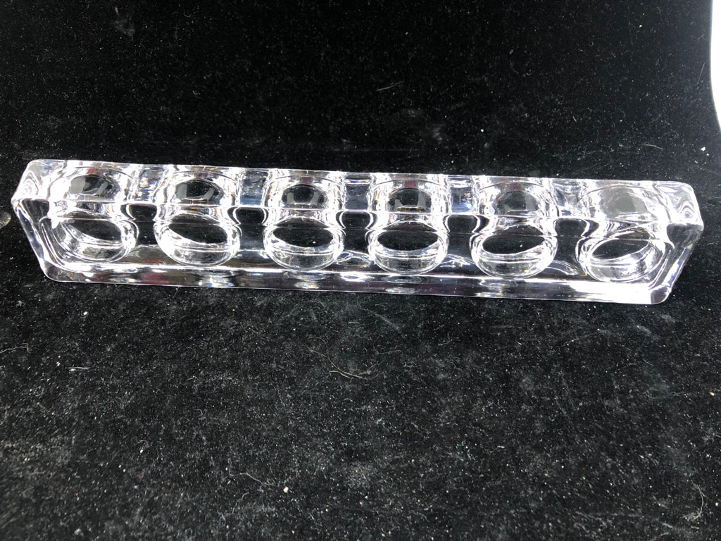 LARGE CLEAR RECTANGLE TEA LIGHT HOLDER.