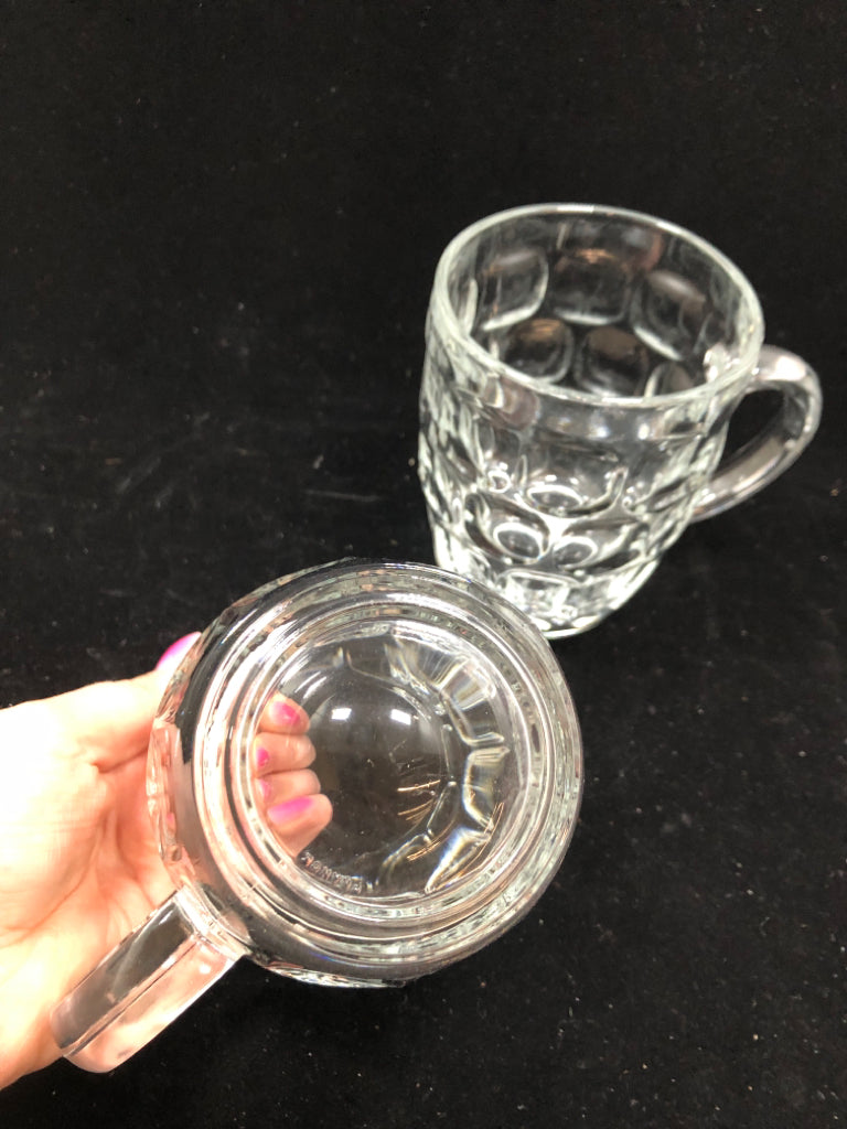 2 THUMBPRINT CUT GLASS MUGS.