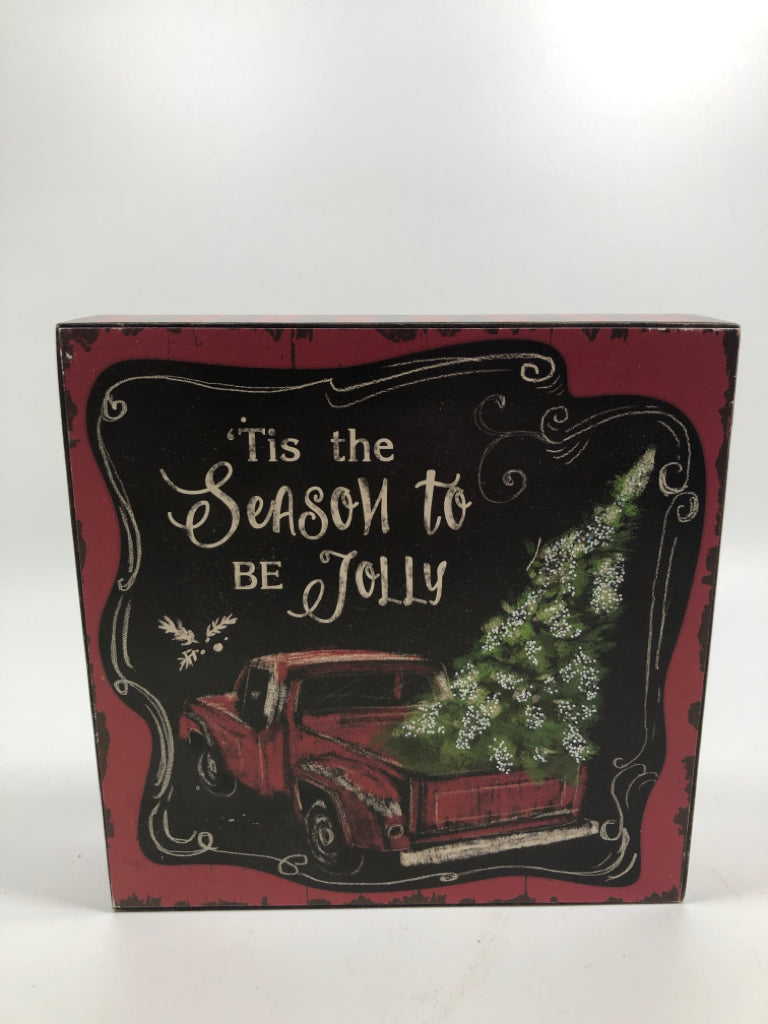 "TIS THE SEASON" RED BUFFALO PLAID WOOD SIGN.