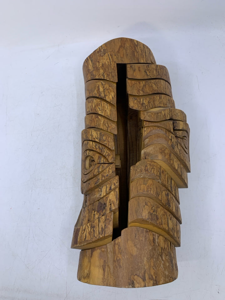 WOOD CARVED LOG WOOD PUZZLE- MADE IN ISRAEL.