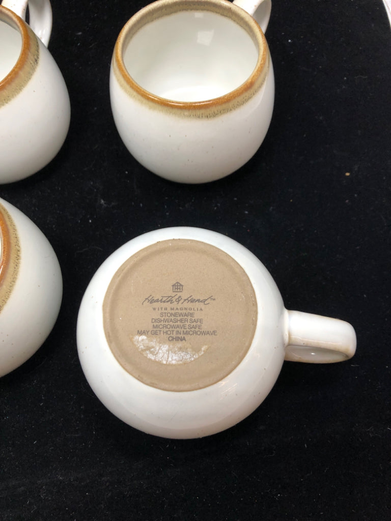 6 SPECKLED STONEWARE MUGS.