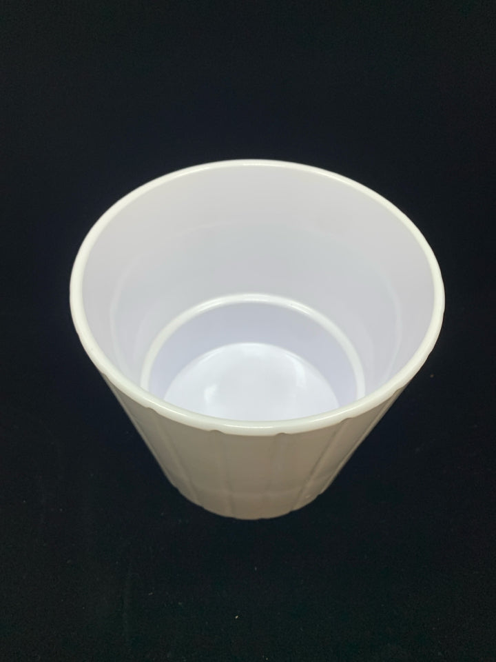 WHITE GLAZED TERRA COTTA PLANTER.