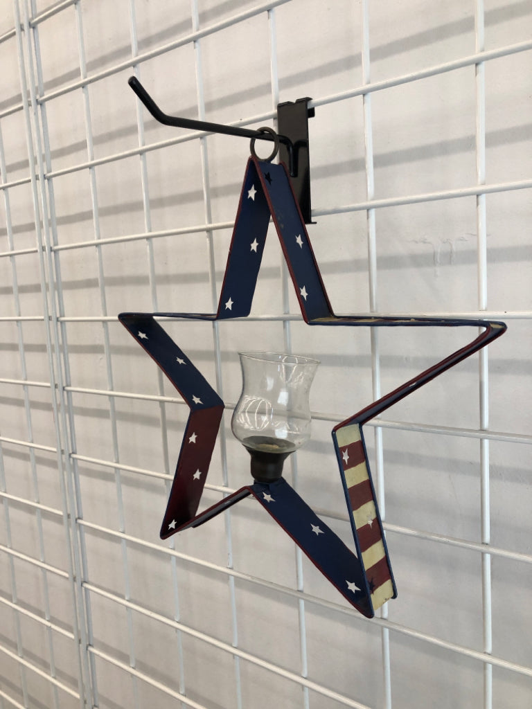 AMERICANA METAL STAR VOTIVE CANDLE HOLDER.