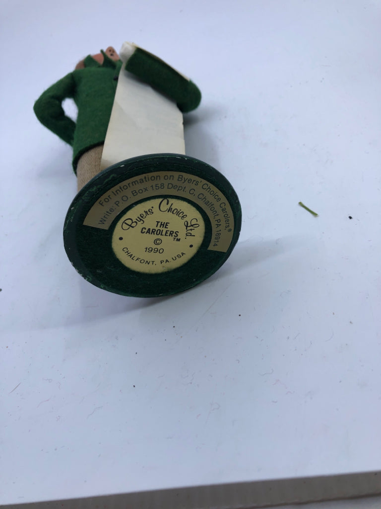 BYERS' CHOICE BOY IN GREEN COAT-1990.